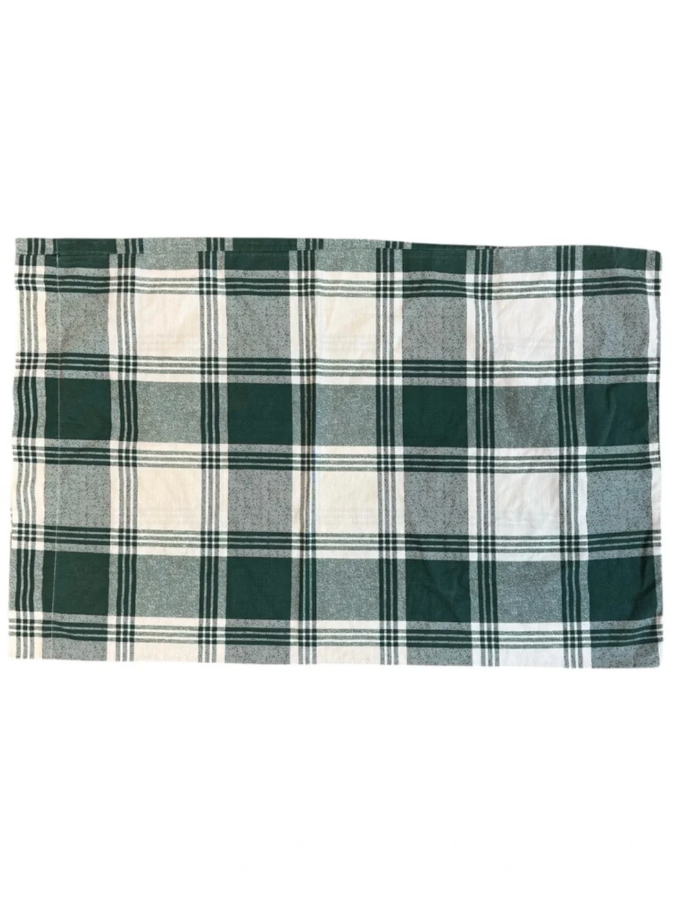 Pair of Green and White Plaid Pillowcases